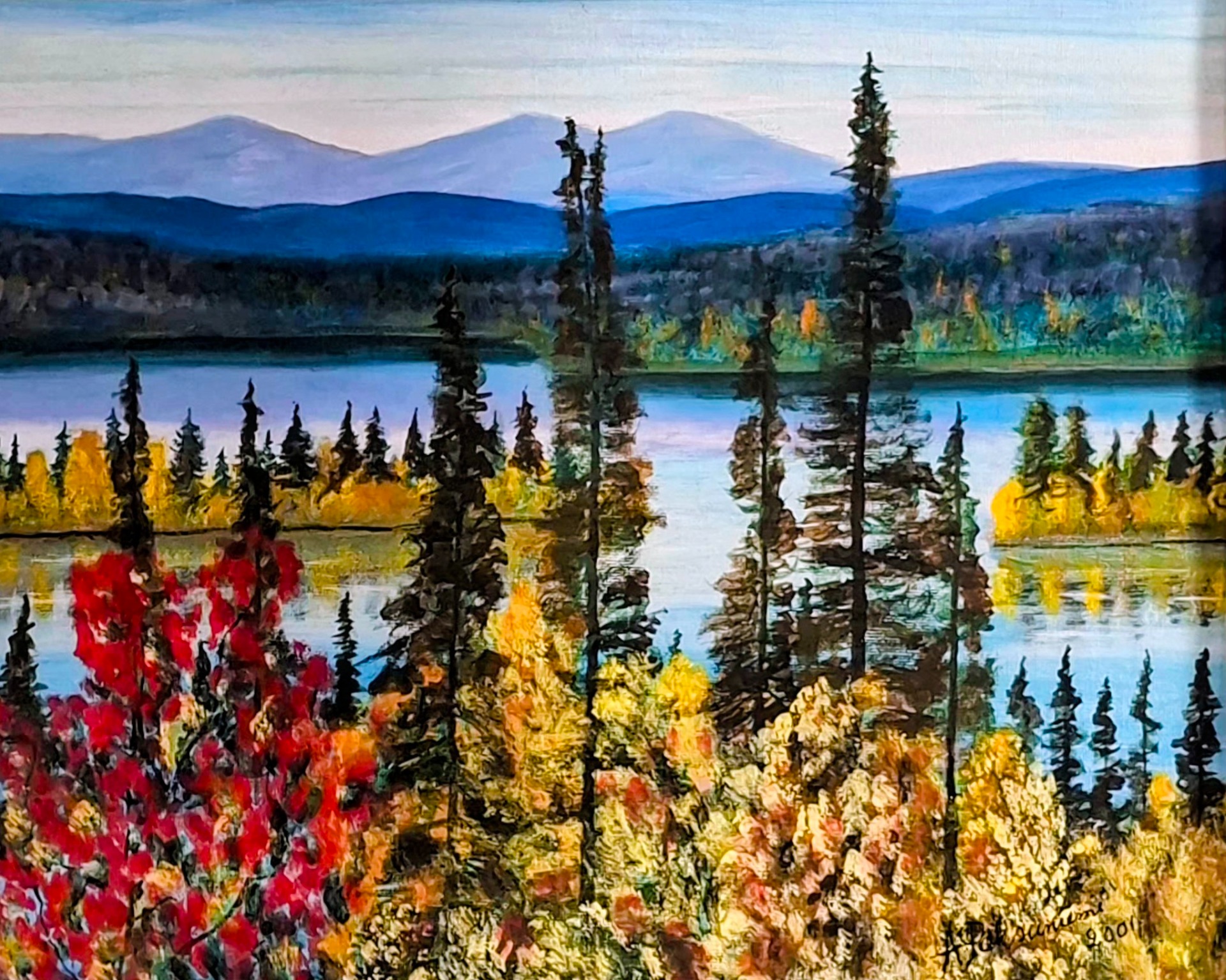 🩷 Veljeni Arto Paksuniemen ruskamaalaus  'Jerisjärvi ja Pallakset' 🩷